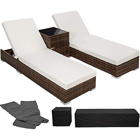 Tumbona Chaise Longue de Aluminio Poli Ratán con Mesa y Fundas Intercambiables Cover