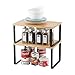 Nandae Lot de 2 étagères de Rangement en métal pour Placard de Cuisine, Bambou Etagère Vaisselle, Organisation Placard Cuisine,comptoirs, Garde-Manger, Aliments et ustensiles