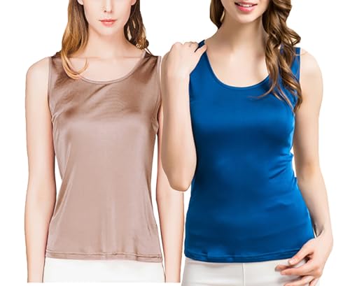2 Pack Women Pure Silk Top Vest Shirt Summer Tank Top Sport Yoga Sleeveless T Shirt Underwear Breathable