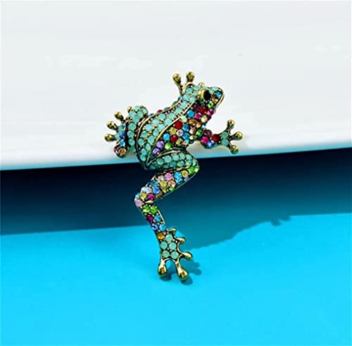 Rhinestone Frog Brooch Vivid Animal Pin Full Glasses Design Alloy Material Green Color Women And Men Jewelry4