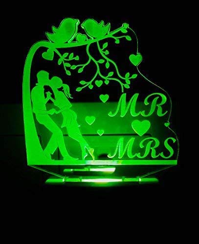 Home World The Mr and Mrs 3D Illusion Night Lamp Comes with 7 Multicolor and 3D Illusion Design Suitable for Room,Drawing Room,Lobby