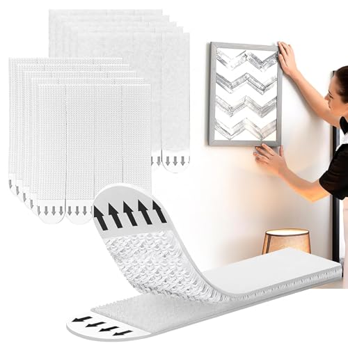 20 Pairs 40 Strips Large Picture Hanging Strips, Picture Hanger Set Without Nails, Removable Damage Free Adhesive Hooks Design for Your Poster on Wall