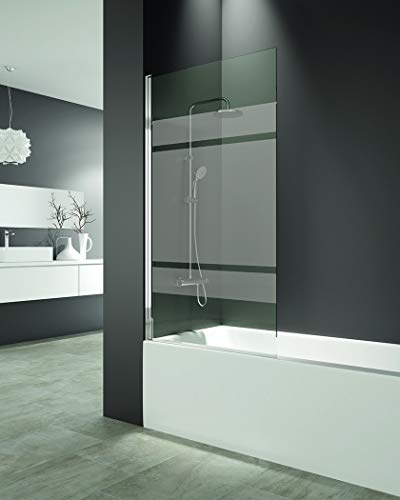 Mampara de bañera - Hoja abatible 6 mm con tratamiento anti cal - Medida 150x85 cm - Perfiles aluminio y elevación al girar (FROST PLUS)