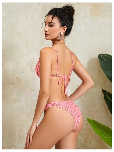 Milumia Women's Y2k Gingham Print Bikini Swimsuit 2 Piece Bow Decor Bathing Suits3