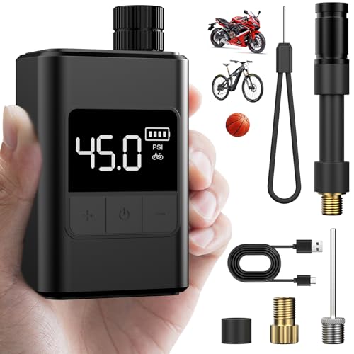 Mini Bomba para Bicicleta, 120 PSI Bomba para Bicicleta eléctrica, Bomba portátil para Bicicleta con válvula Presta y Schrader para Bicicletas de Carretera, Bike montaña, Bike urbanas