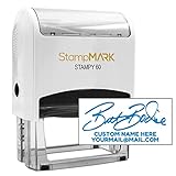 StampMark Customized Signature/Logo Stamp + 2 Lines of Text - XX-Large Size - Choose from 15 Ink Colors