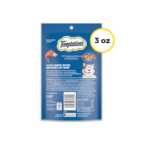 Temptations Classic Crunchy and Soft Cat Treats, Savory Salmon, 3 oz, 12pk - image 9