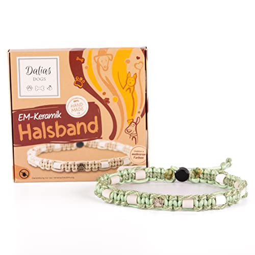 Dalias Dogs - Premium EM-Keramik Hundehalsband Katze Halsband Hund Schmuckhalsband Hundehalsband Paracord (31-40 cm, Guacamole)