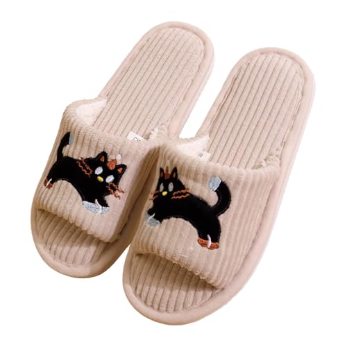 Pantuflas de invierno para mujer, suaves, cálidas, acogedoras, de fieltro, antideslizantes, ligeras, cómodas, pantuflas para invitados, otoño, forradas, ortopédicas, caqui, 38 EU