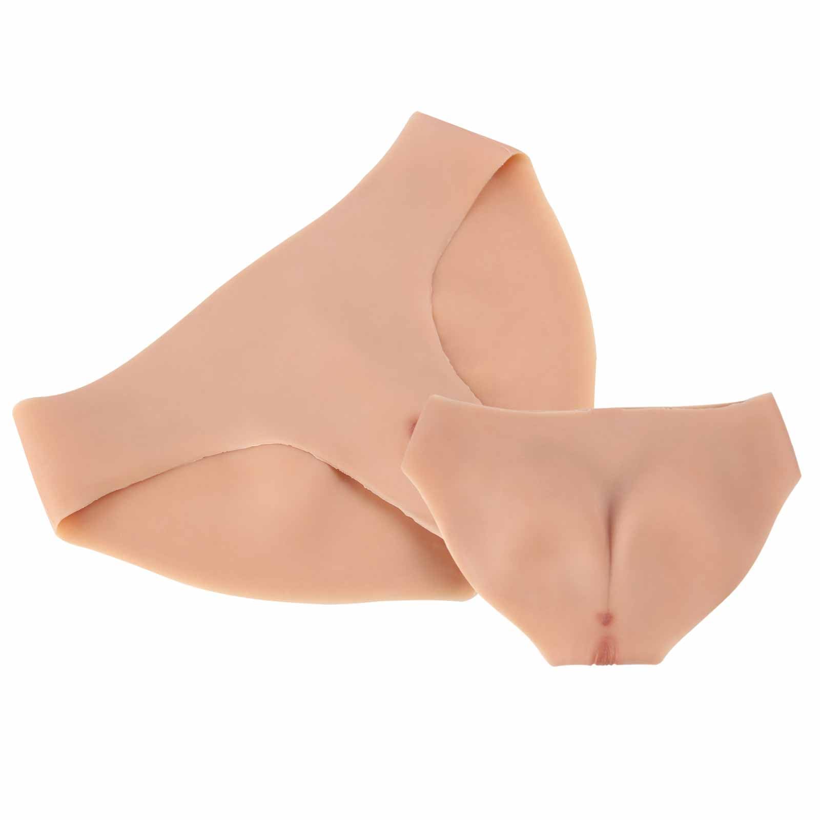 Crodres Men's Color 3 Realistic Sissy Silicone Panties Transgender Vagina Panty Hiding Gaff Thong False Pussy Boxer Briefs Crossdresser,,One Size
