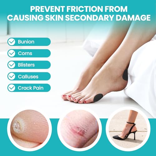 Image of Promifun Bunion Pads to Wear with Shoes - Moleskin Protect Feet for Men and Women - Water-Resistant Self-Stick Adhesive - 27 ct Bunion Cushion (Black)