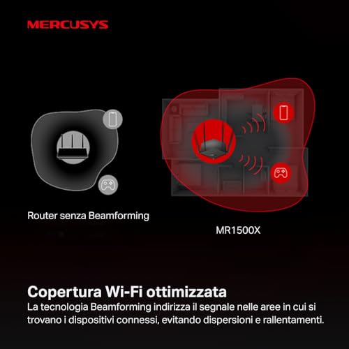 Mercusys TP-Link MR1500X AX1500 Router WiFi 6 Dual-Band, Porta Gigabit, 4 Antenne Ad Alto Guadagno, Parental Control, Rete Ospiti, OFDMA, MU-MIMO, VPN,non supporta xDSL - Router - Immagine 4