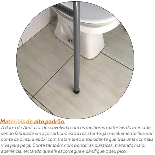 Conjunto 2 Barras De Apoio Idosos Para Banheiro Em Aço 77cm Prata
