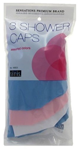 Siris 3 Shower Caps Assorted Colors (3 Pack) #TOP26