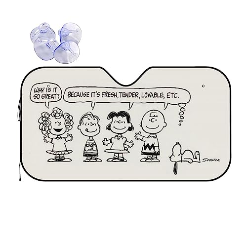 スヌーピー サンシェード 車 フロント フロントサンシェード 遮光 UVカット 断熱 劣化防止 吸盤2個付 簡単着脱 コンパクト収納 76cm x 140cm