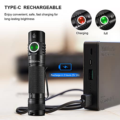 Sofirn Sc31 Pro Rechargeable Edc Flashlight, Super Bright 2000 Lumens Pocket Flashlight With Sst40 6500K Led, Andruril 2 Ui, Water Resistant Led Light With Diffuser Magnetic Tail Cap, For Camping #TOP6