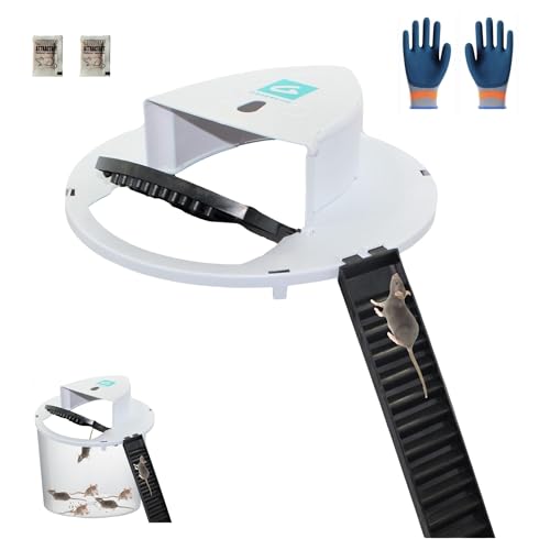 Piège à Souris et Rat écologique - réutilisable- Non létal - Efficace et Intelligente - en Plastique ave Gant réutilisable et 2 Paquets d'appâts Inclus - basculant - Usage Extérieur et Intérieur