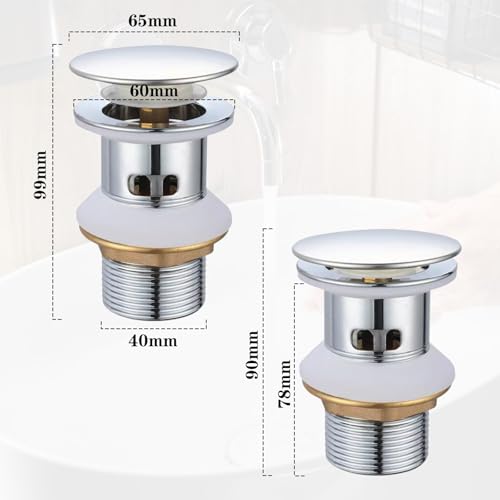 Sudnsadaks Waschbecken Ablaufgarnitur, Universal Ablaufgarnitur, Pop Up Ventil Ablaufventil Abflussgarnitur aus Edelstahl Waschbeckenstöpsel für Waschbecken, Waschtisch, Badezimmer