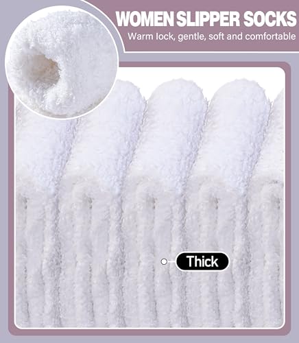 Image of LANLEO Fuzzy Socks for Women Soft Cozy Fluffy Slipper Winter Warm Microfiber Plush Sleeping Socks