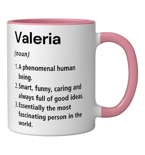 Taza de cerámica Valeria nombre diccionario rosa/blanco miniatura 2