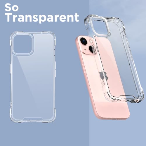 Image of Pikkme Back Cover for iPhone 13 Mini PC + TPU Clear Transparent Raised Edges Shockproof Protective Phone Bumper Case(Transparent)