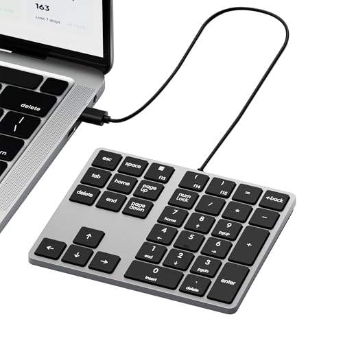 Kisnt Wired USB-C Number Pad, Slim Type-C Numpad 34 Key Numeric Keypad Portable 10 Key USB Keypad...