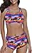 TOP HERE Women's 2 Piece Bandage Sporty Bathing Suit Scoop Neck Boyshorts Bikini Swimsuit(Purple,S)