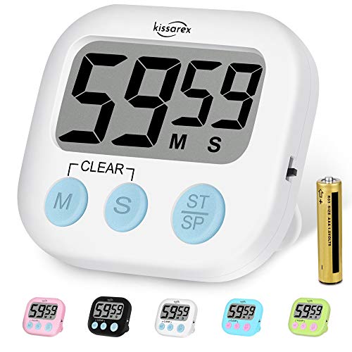 Kissarex Digital Kitchen Countdown Timer Teachers Classroom Counter Large LCD Loud Magnetic Clip Simple Clock Mini Small Stopwatch Big Beeper Minute Hour Seconds Cooking Giant Alarm Count Up