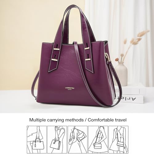 Image of LAORENTOU Women Crossbody Handbags Genuine Leather Satchel Handbags for Women Top-handle Shoulder Tote Purses