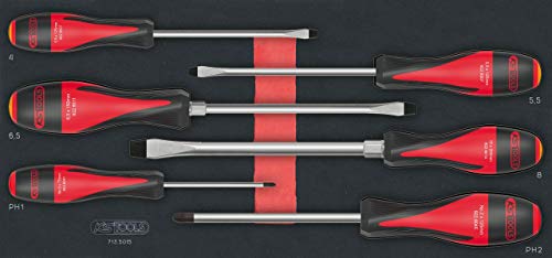 KS Tools 713.5015 - Module de tournevis Fente - Pour vis PHILLIPS® - Gamme ULTIMATE® - Empreinte des outils découpée au laser - Mousse imputrescible - 6...