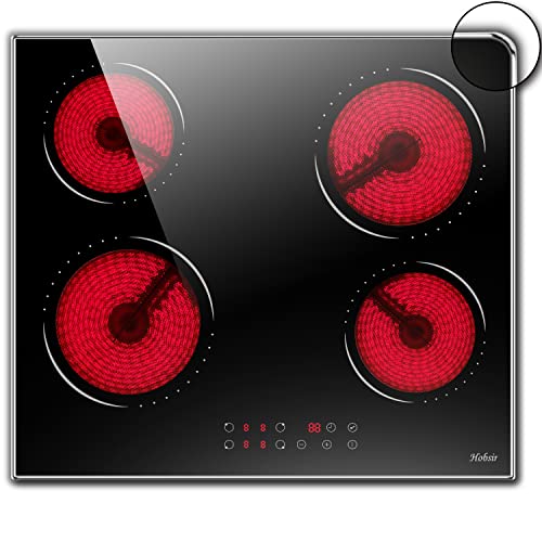 Hobsir 30 Inch Electric Cooktop 5 Burners Ceramic Cooktop, 8400W Drop-in Electric Radiant Cooktop with Glass Protection Metal Frame, Timer & Kid Safety Lock, 220-240V, Hard Wire (No Plug)