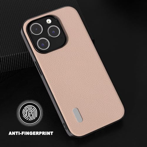 Funda para iPhone 15 Pro Max en cuero PU rosado contra golpes 3