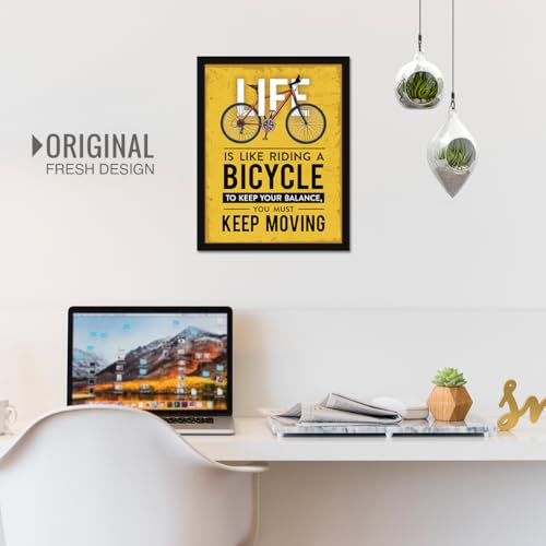 Image of Chaka Chaundh - Office Quotes Frames - Motivational Quotes Wall Frames for Office, Student -Is Like Riding A Bicycle To Keep Your Balance, You Must Keep Moving - (14 X 11 Inches)