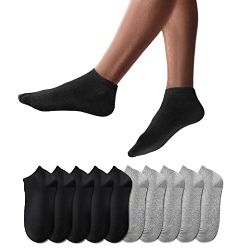 YouShow Sneaker Socken Herren Damen 10 Paar Kurze Halbsocken Quarter Baumwolle Unisex (Schwarz und Grau,43-46) 1