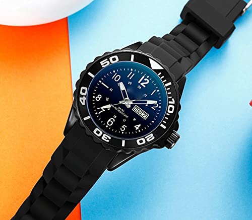 ADSBIAOYE Unisex Waterproof Sports Watch Silicone Strap Analog Quartz with Date Dual Time Zone Easy Read Luminouse Watch3