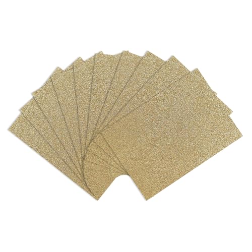 YZH Crafts Glitter Cardstock Paper, No-Shed Shimmer Glitter Papers, Cut Craft and DIY Projects Card stock, Sparkly Paper for Card Making, 8.27 x 11.69 Inch, A4 Size, 10 Sheets (Gold)