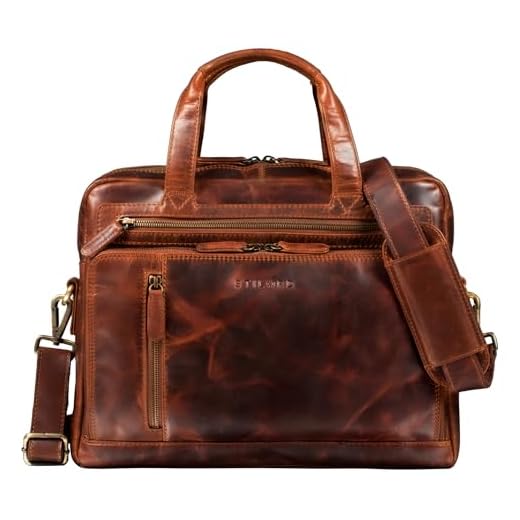 STILORD 'Avery' Bolsa de Trabajo Piel Damas Hombres Bolsa de Hombro Vintage Maletín Business 13.3' Funda para portátil para MacBook Cuero, Color:Kara - Cognac