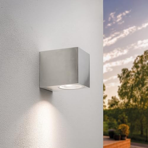 Ledvion, Wall Lamp San Diego Stainless Steel, LED Wall Lamp Outdoor Gray Square, Double-Sided GU10 Up&Down, Wall Lamp Outdoor