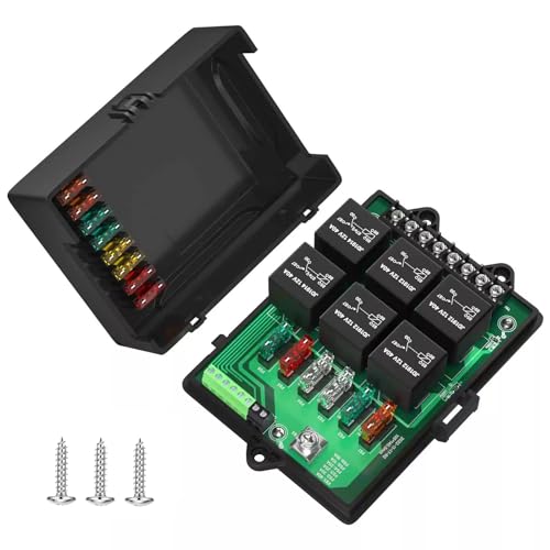 Caja de relé de seguridad de 12V, impermeable universalmente utilizable con relé de 6 posiciones y 14 fusibles planos ATC/ATO para auto, camiones y barcos