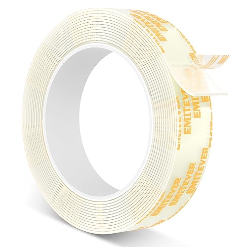 EMITEVER Double Sided Tape Heavy Duty, Transparent Mounting Tape 16.4FT X 1IN, Two Sided Adhesive Tape, Waterproof 2 Sided Tape for Wall, Home, Office Decor