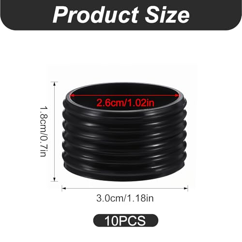 10 PCS Black Tennis Racket Handle Rubber Ring, Tennis Racket Silicone Racquet Grip Ring Racket Grip Bands Rubber Ring, Absorbent Overgrip in Place for Badminton Squash Baseball Racquetball Bat Handle