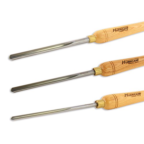 Hurricane Turning Tools, Hss, 3 Piece Bowl Gouge Set (1/4", 3/8 And 1/2" Flute), Standard Series Woodturning Tools #TOP1
