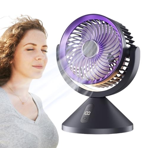 Ventilador De Circulación De Aire - Ventilador Eléctrico Recargable Por USB Con 100 Velocidades Y Luz Nocturna LED,Máquina De Enfriamiento Con Luz LED Digital Y Función De Ambientador Para Dormitorio,