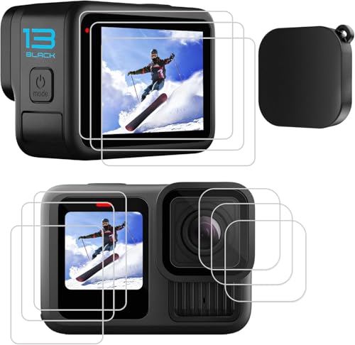 PCTC 9 PCS Hero 13 Screen Protector Compatible with GoPro Hero 13 Black,9H Ultra Clear Tempered Glass Screen Only for Go Pro Hero 13 Accessories, Screen Protector & Silicone Lens Protective Cover