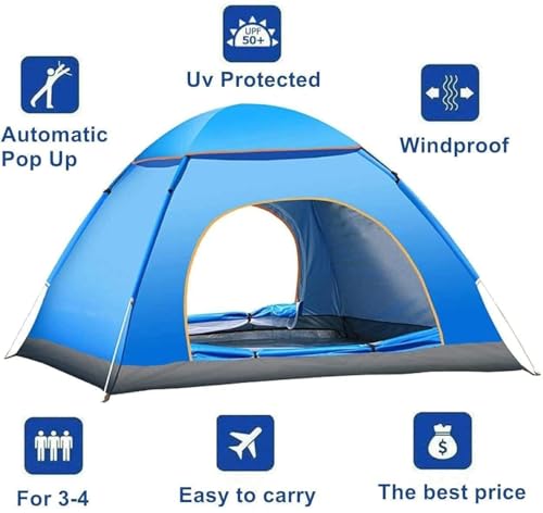 Image of Camping Tent | Quick 5-10 Min Easy Setup Family Tent for Camping, Picnic, Hiking & Trekking | Waterproof & Windproof Outdoor Travel Tent with Mesh Ventilation | Multicolor (6 Person Tent)