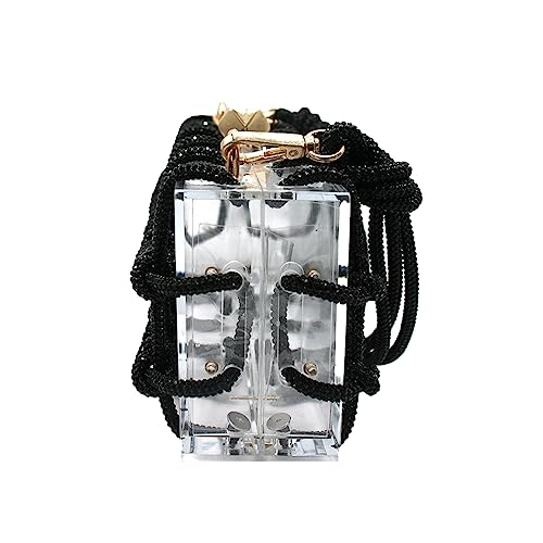 Image of DJBM Clear Acrylic Clutch Sparkle Rhinestone Evening Bag Glitter Crystal-Embellished Rope Knot Handbag Purse for Party Prom