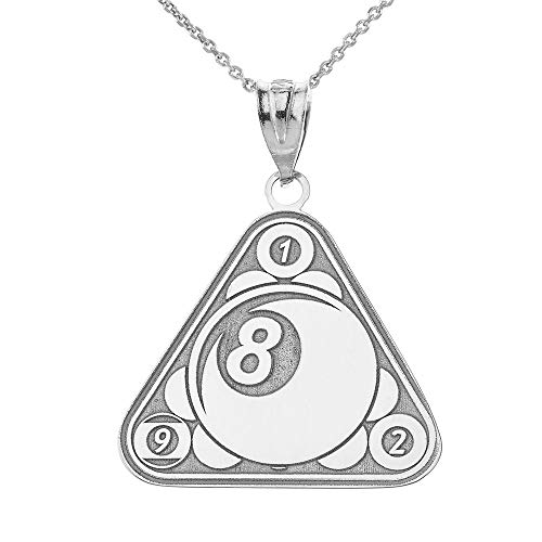 Claddagh Gold Fine 925 Sterling Silver Personalized Name Eight Ball Billiard Pool Cue Sports Pendant Necklace