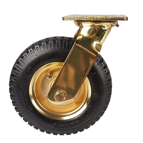 1 Piece Caster 8 inches Gold-Plated Pneumatic Wheel Rubber Hotel Luggage Trolley Aviation Universal (Color : 8-inch-A-Active)