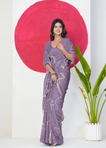 Image of MIRCHI FASHION Women's Ready to Wear 1 Minute Drape Chiffon Printed Saree with Blouse Piece