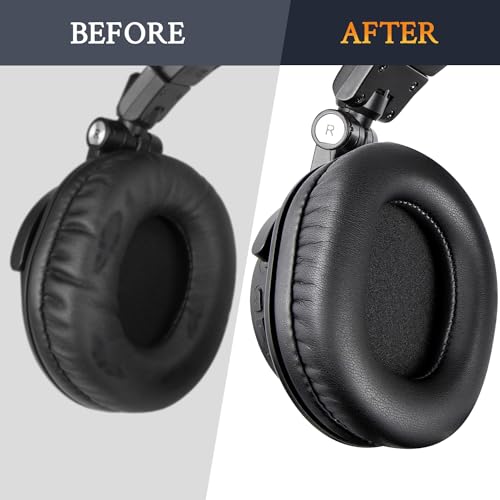 Image of SOULWIT Earpads Replacement for Audio Technica ATH M50X M50XBT M50RD M40X M30X M20X MSR7 SX1 Monitor Headphones, Ear Pads Cushions with Softer Protein Leather, High-Density Memory Foam - Black